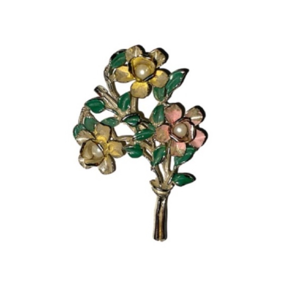 vintage flower bouquet pin